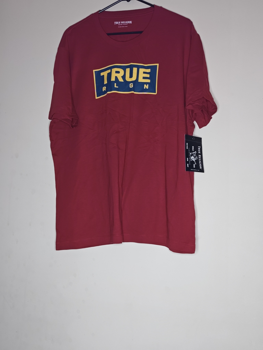 True Religion Men’s Red Logo Crew Neck T‑Shirt